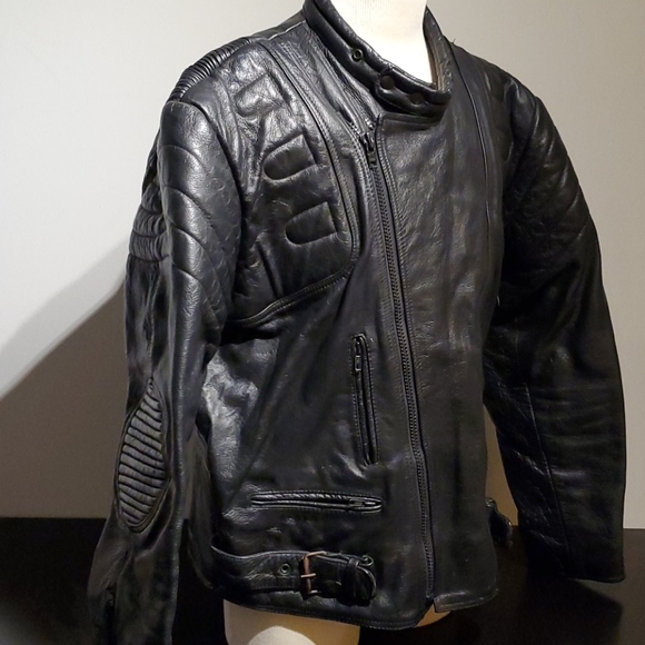 Bonus Leather Padded Double Zip Motorcycle Jacket - Picture 5 of 15